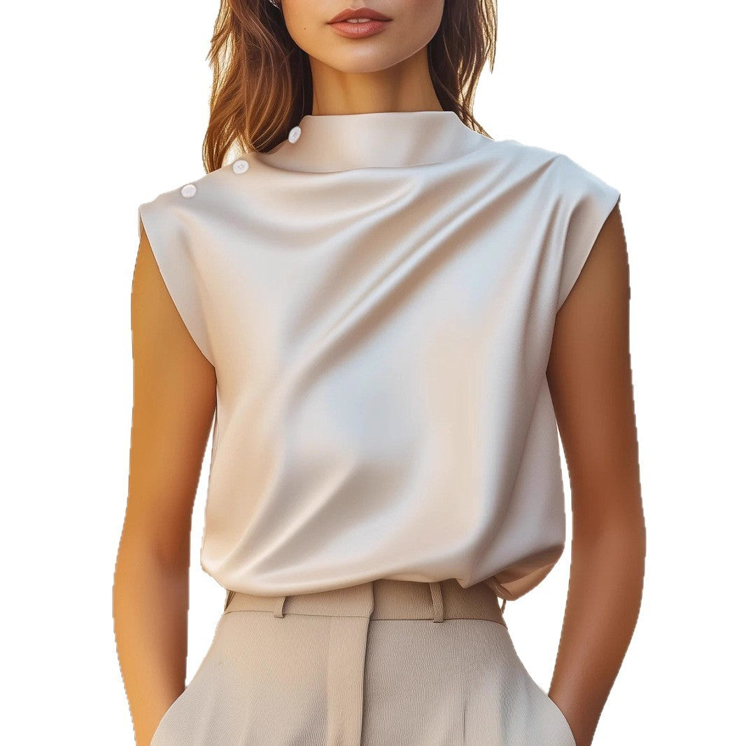 Summer Solid Color Satin Camisole Women's Top