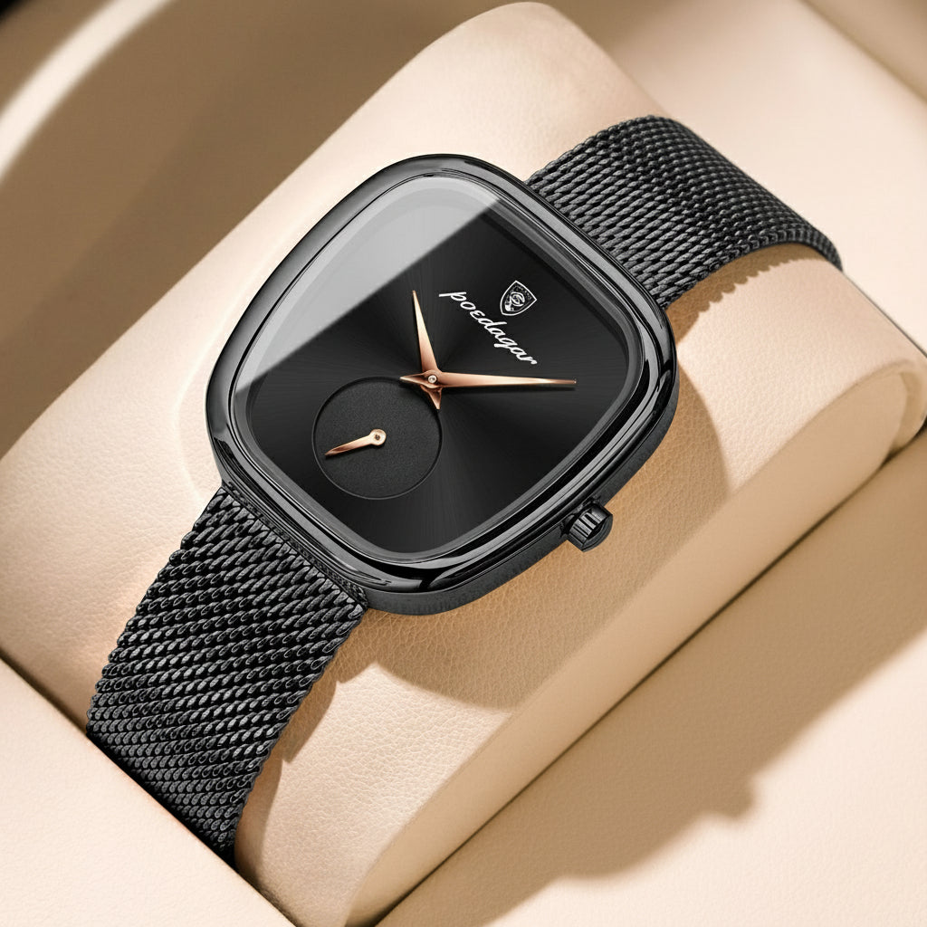 Poedagar Burgundy Mesh Watch – LUXE Edition