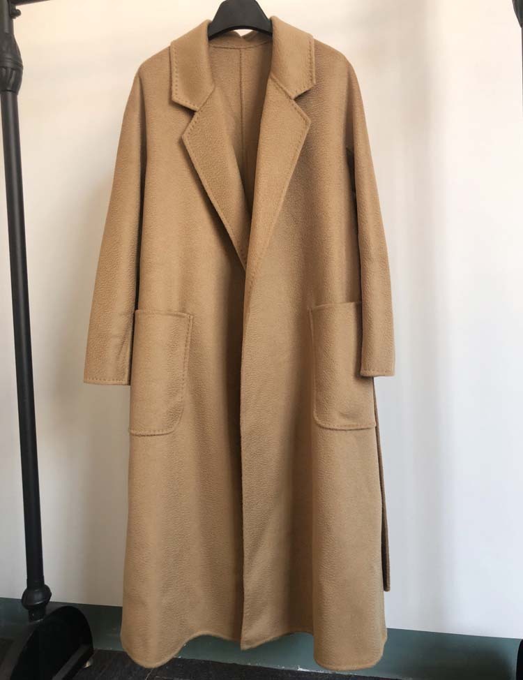 Women's Long Water Ripple Double-sided Wool Coat