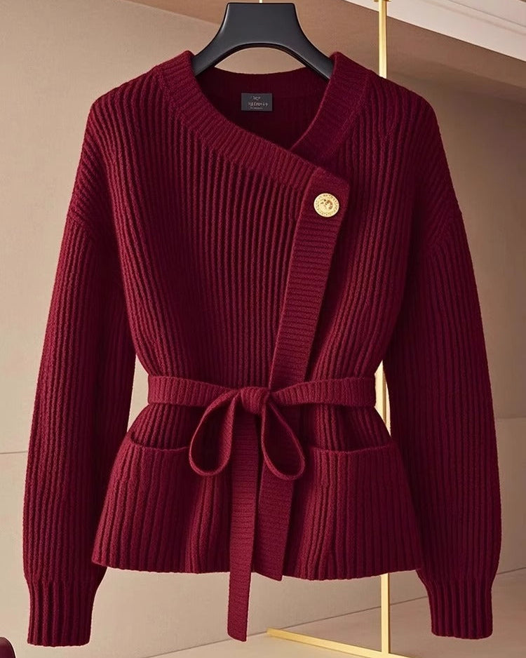 Merlot Knit Belted Cardigan – CORE Edition