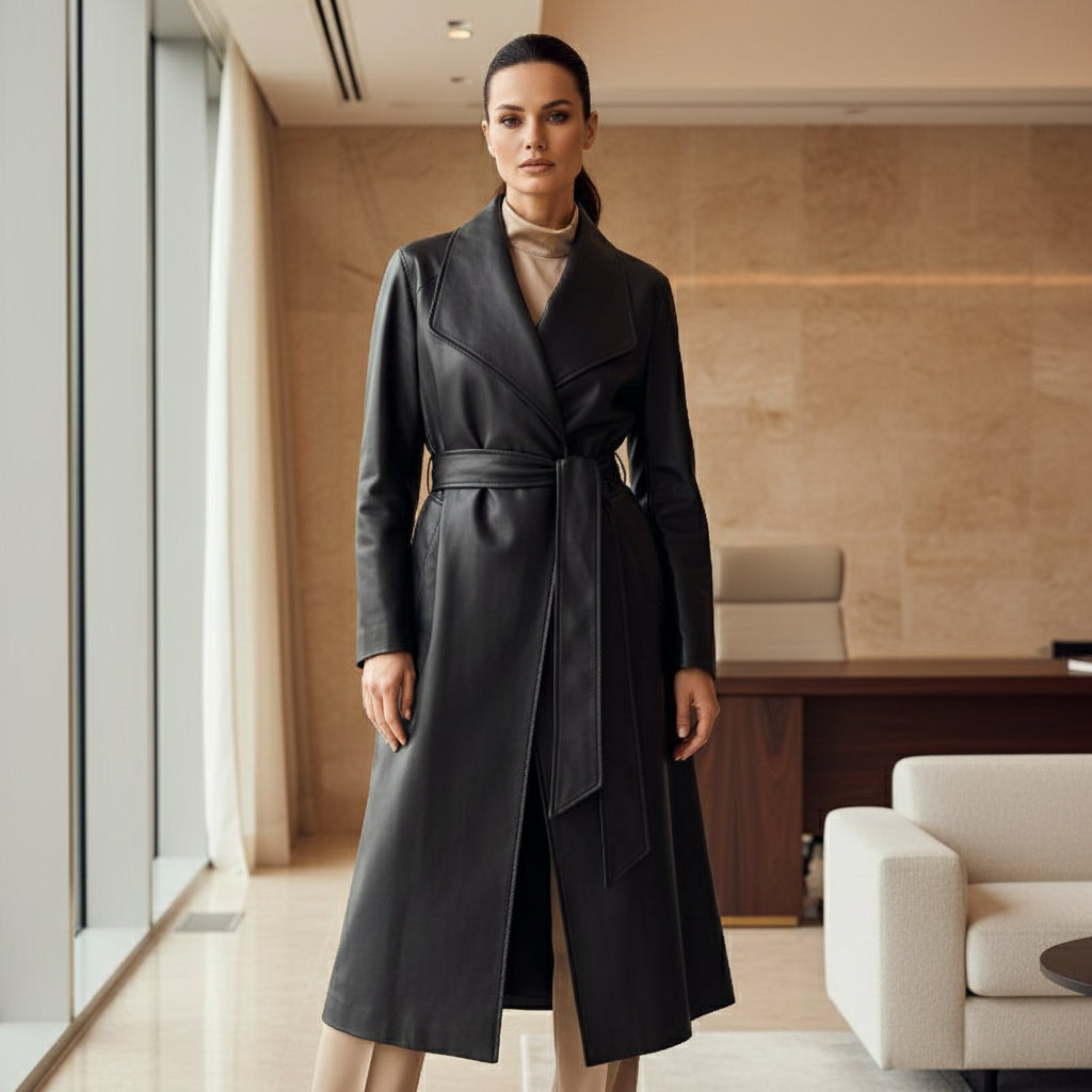 Draped City Leather Trench – LUXE Edition