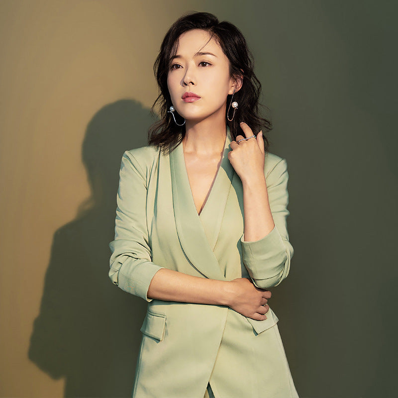 Two-piece Women's Slim Suit Wide-leg Pants